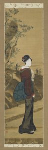 Beauté au sanctuaire Mimeguri - Utagawa Toyohiro