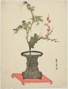"Trois amis" ikebana - Utagawa Toyohiro