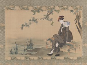 Femme se rafraîchissant - Utagawa Toyohiro