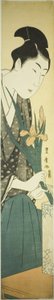 Jeune homme arrangeant des iris dans un vase - Utagawa Toyohiro