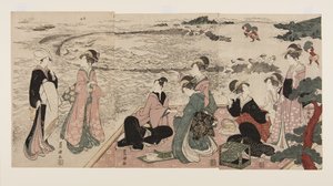 Pique-nique sur le rivage - Utagawa Toyokuni