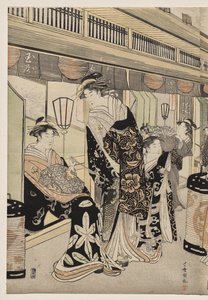 Courtisanes se promenant sur le Nakanochō - Utagawa Toyokuni