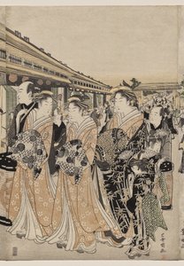 Courtisanes se promenant sur le Nakanochō - Utagawa Toyokuni