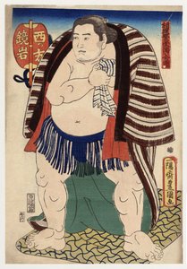 Portrait du lutteur de sumo Kagamiiwa du côté ouest - Utagawa Toyokuni