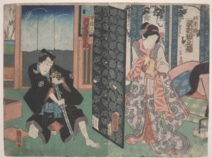 Scène de Kabuki (gravure sur bois)