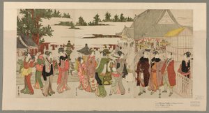 Pèlerinage du Nouvel An au temple Myohoji à Horinouchi (Horinouchi Myohoji eho mairi no zu) - Utagawa Toyokuni I