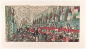 Une maison de commerce anglaise prospère à Yokohama - Utagawa Yoshiiku