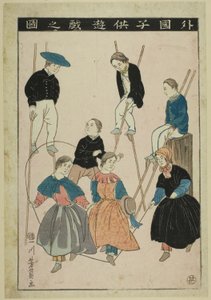 Enfants étrangers jouant - Utagawa Yoshikazu