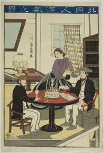 Étrangers buvant du vin