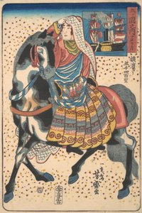 Femme américaine montée, 12ème mois, 1860 - Utagawa Yoshimori