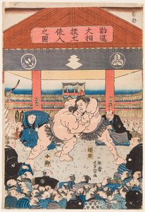 Combat de sumo entre Koyonagi et Kaganiiva - Utagawa Yoshimune