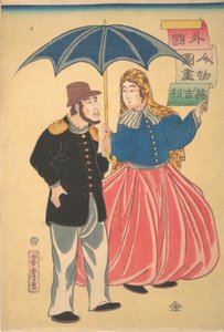 Couple anglais Igirisujin, 12e mois, 1860 - Utagawa Yoshitora