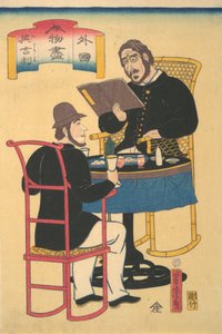 Anglais dînant, 1er mois, 1861 - Utagawa Yoshitora