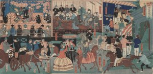 Étrangers visitant Yokohama - Utagawa Yoshitora