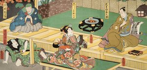 Scène du Genji monogatari (Conte de Genji) par Murasaki Shibuku (né en 978) c. 1860 - Utagawa and Toyokuni Kuniyoshi