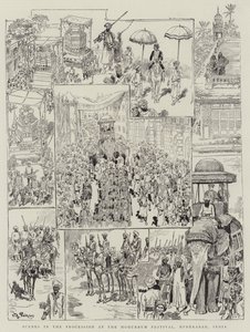 Scènes de la procession au festival de Mohurrum, Hyderabad, Inde - Victor Armand Poirson