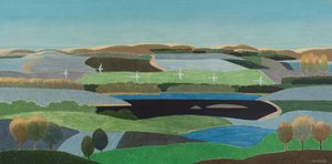 Cygnes volant au-dessus des dunes - Vadym Vaskovsky