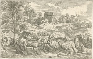 Paysage avec berger endormi - Valentin Lefebvre