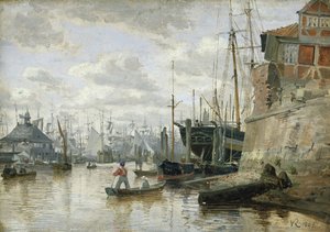 La Cabane en rondins au port de Hambourg, 1848 - Valentin Ruths
