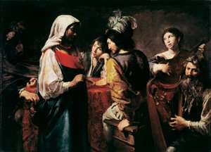 La Diseuse de bonne aventure. Peinture de Jean Valentin de Boulogne (1594-1632) Dim. 125 x 175 cm Paris, Musée du Louvre - Valentin de Boulogne