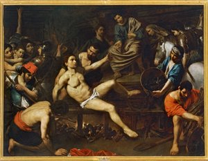 Martyre de saint Laurent ... (peinture sur toile) - Valentin de Boulogne