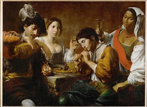 Réunion dans un cabaret - Company in a tavern ... - Valentin de Boulogne