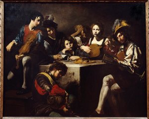 Le concert en bas-relief. Musiciens rassemblés autour d