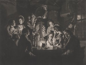 Un philosophe montrant une expérience sur la pompe à air