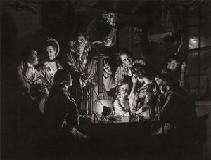 Une expérience sur un oiseau dans la pompe à air après Joseph Wright de Derby, 1769 - Valentine Green