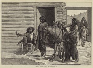 Croquis américains, Indiens dans une cabane de commerçant de peaux