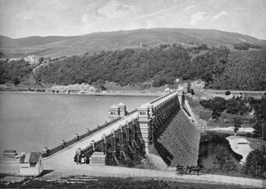 Le barrage, lac Vyrnwy, vers 1896 - Valentine and Sons Ltd