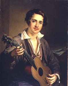 Le Joueur de guitare : Portrait du guitariste virtuose Vladimir Ivanovich Morkov (1803-64) 1839