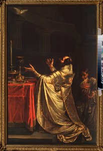 Basile le Grand se prosternant devant la colombe du saint Esprit - Vasili Kuzmich Shebuev
