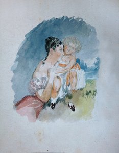 Portrait de la comtesse Stefania zu Sayn-Wittgenstein, née Radziwill 1809-1832 avec sa fille Maria