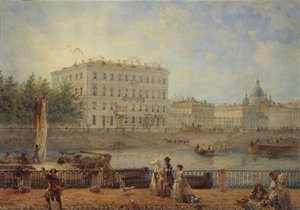 Saint-Pétersbourg. Vue de la rivière Fontanka et de la maison Derzhavin, 1861 - Vasili Semenovich Sadovnikov