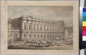 Le Musée des Carrosses de la Cour (Le Musée des Écuries) à Saint-Pétersbourg, par Sadovnikov, Vasily Semyonovich (1800-1879). Aquarelle sur papier - Vasili Semenovich Sadovnikov