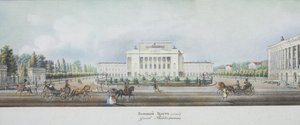Le Théâtre Impérial Bolchoï Kamenny de Saint-Pétersbourg depuis le panorama de la perspective Nevski - Vasili Semenovich Sadovnikov