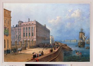 Vue du quai de la Neva et du palais de marbre à Saint Petersbourg - Vasili Semenovich Sadovnikov