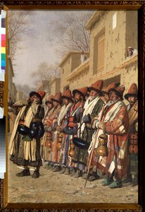 Le chœur des derviches mendiant leur aumône à Tachkent - Vasili Vasilievich Vereshchagin