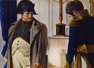 Napoléon Bonaparte et Jacques Lauriston (lithographie couleur)