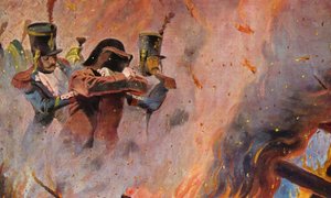 Des soldats guident Napoléon Bonaparte dans l