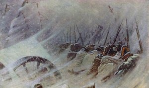 Le bivouac de nuit de la Grande Armée (lithographie couleur)