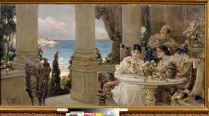 Sur la terrasse - Vasily Alexandrovich Kotarbinsky
