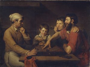 Un cuisinier jouant aux dames avec un gardien - Vasily Ivanovich Gryaznov
