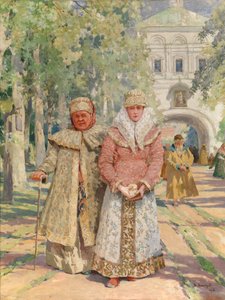 Devant la porte du monastère - Vasily Ivanovich Navozov