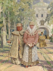 Devant la porte du monastère, 1916 - Vasily Ivanovich Navozov