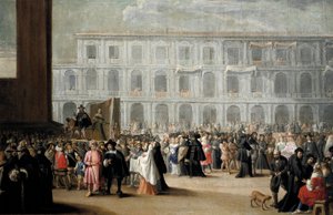 Carnaval sur la place Saint-Marc, Venise - Venetian School