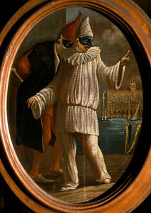 Pulcinella et Pantalone. XVIIIe siècle (huile) - Venetian School