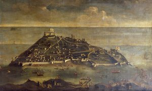 Île de Tabarca, peinture par un artiste vénitien inconnu, Tunisie - Venetian School