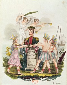 Imagerie populaire exaltant Bolivar, vers 1840 - Venezuelan School